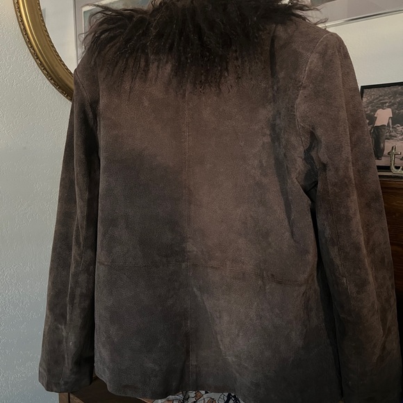 Chico's Dark Brown Teddy Jacket with Faux Fur - Picture 7 of 12